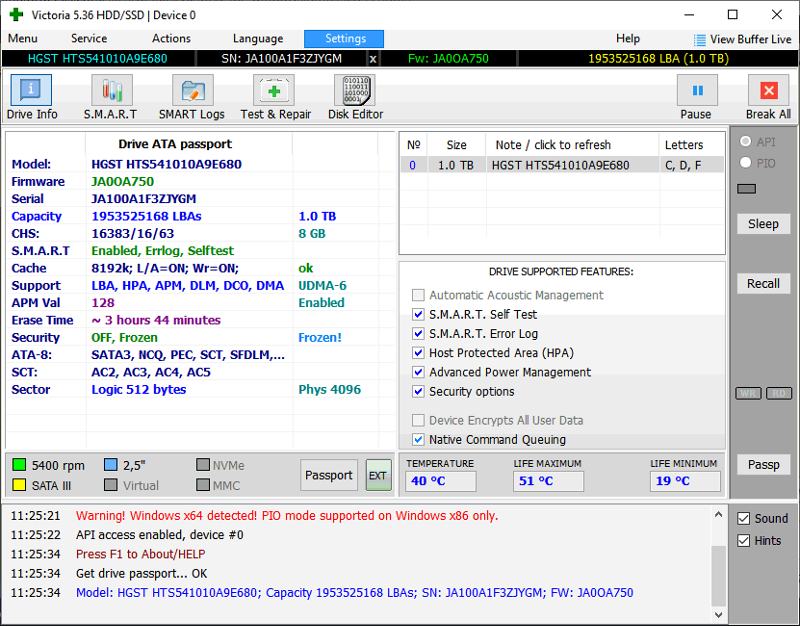 Phần mềm test ổ cứng Victoria