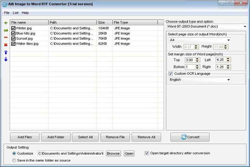 Phần mềm Ailt Image to Word RTF Converter 