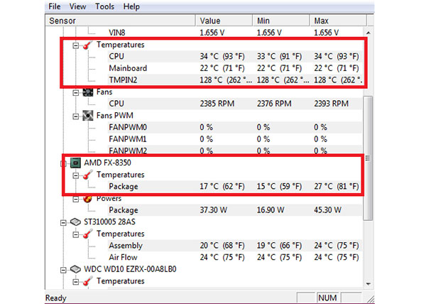 Những thông số mà phần mềm CPUID HWMonitor hiển thị