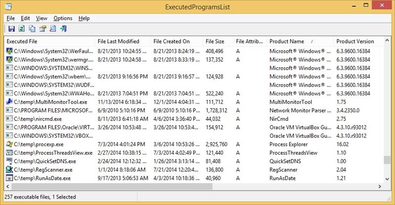 Phần mềm ExcecutedProgramsList