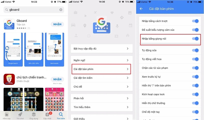 Phần mềm chuyển giọng nói thành văn bản Gboard