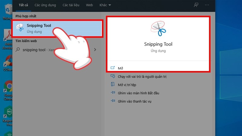 Phần mềm Snipping Tool được tích hợp sẵn trong Windows