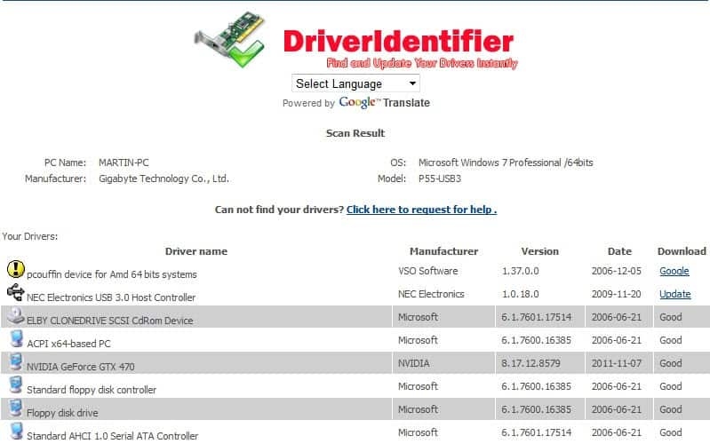 Phần mềm Driver Identifier