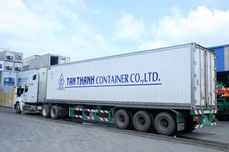 Một container vận tải hàng hóa của công ty Tân Thanh