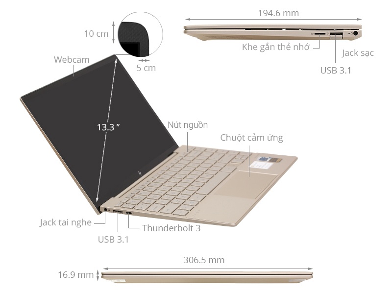 Tổng quan thiết kế bên ngoài của HP Envy 13-BA1028TU i5-1135G7