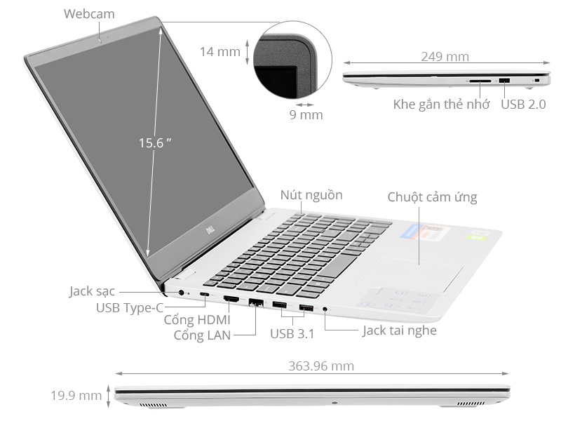 Tổng quan thiết kế laptop Dell Inspiron 5593