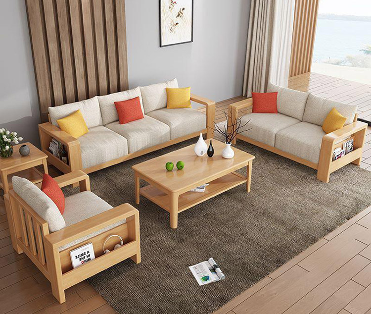 Bàn ghế sofa gỗ trong phòng khách
