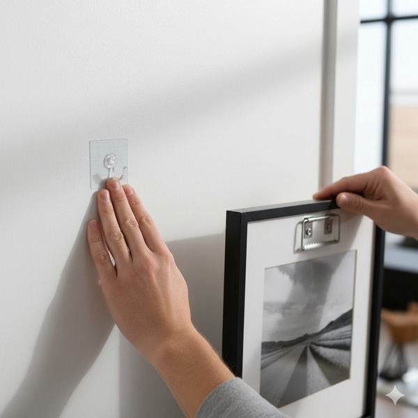 Cách treo khung ảnh bằng móc dán chịu lực