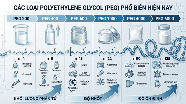Các loại Polyethylene Glycol phổ biến hiện nay