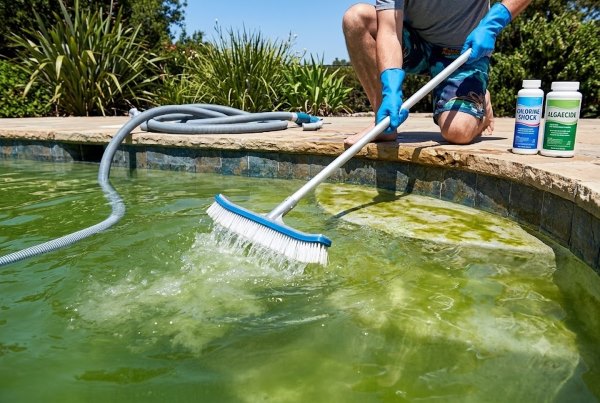Cách xử lý nước bể bơi có rêu tảo